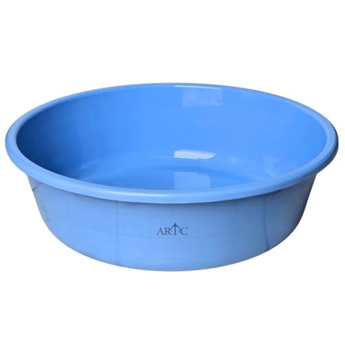 ARTC Plastic Basin Tub Multipurpose Round Household Utility Tub for Washing Cleaning & Storage Durable Lightweight Available in Assorted Colors (Blue 17)