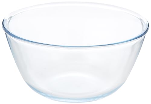 Borosil Cuenco redondo de vidrio de borosilicato, apto para horno, cuenco de vidrio para servir, 1,3 litros
