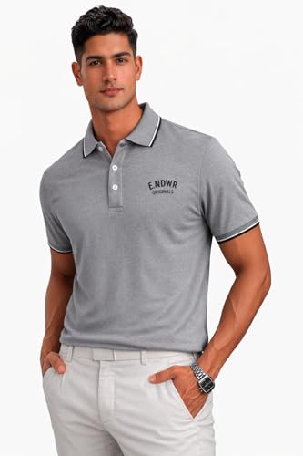Image of ENDEAVOUR WEAR Men Men Short Sleeve Solid Cotton Rich Polo T Shirt | Collar Tshirts | Half Sleeves | Plain-Regular Fit