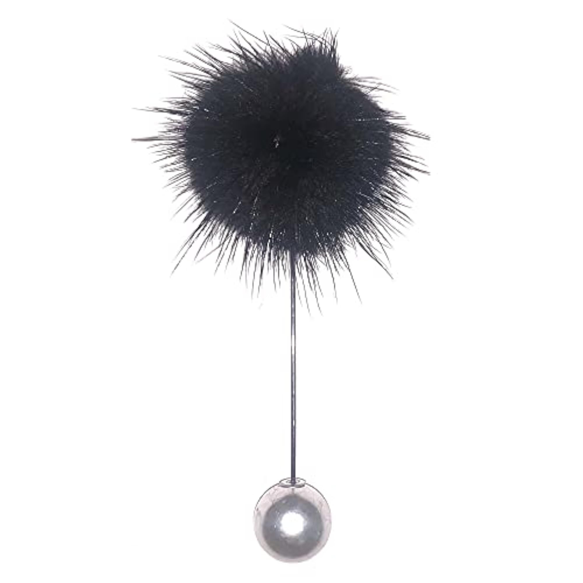 Soft Fur & Pearl Closure Lapel Pin, Unisex Gift