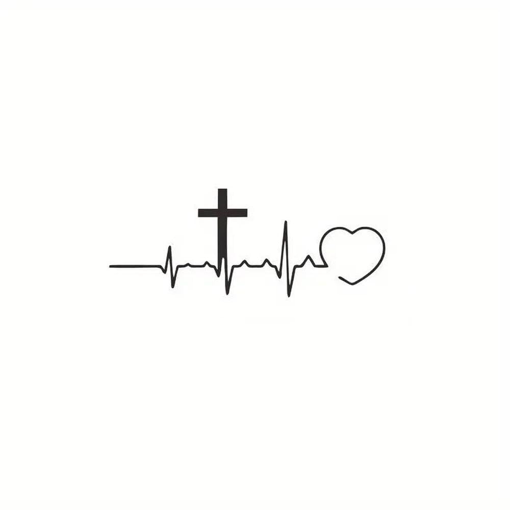 Cross Heartbeat Decal Vinyl Sticker Auto Car Truck Wall Laptop