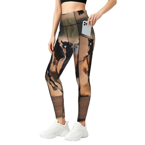 Pantalones de yoga para correr en el parque con estampado ecuestre único