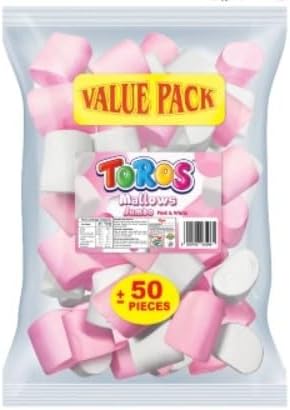 Toros Jumbo Pink and White 50 Mallows (Pack of 6)