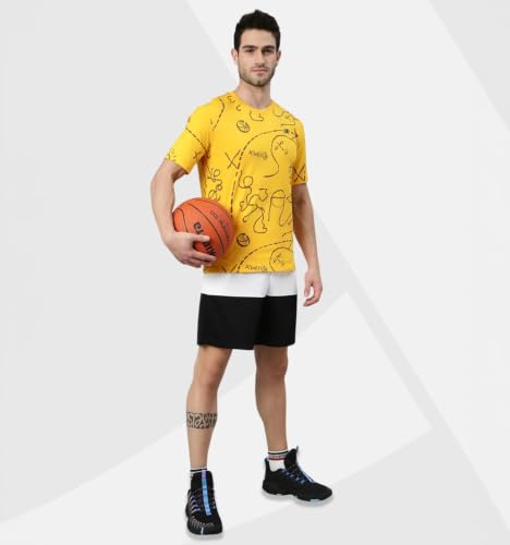 Image of XTEP Playing Big Basketball Series, Sorona Material, Moisture Absorbing & Sweat Dissipating Technology, Superior Elasticity, Colorblocked Design, Basketball T-Shirt for Men - Caramel Brown