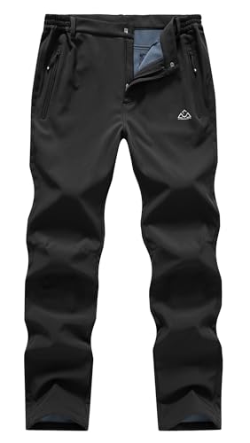 YSENTO Mens Waterproof Walking Fleece Lined Trousers Winter Thermal Ski Hiking Outdoor Overtrouser