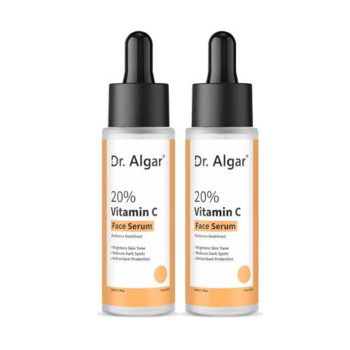 Image of Dr. Algar 20% Vitamin C Face Serum for Skin Brightening & Radiance | Helps Reduce Pigmentation, Dark Spots & Uneven Skin Tone | Lightweight Formula for All Skin Types