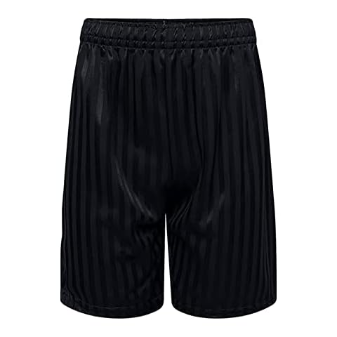 JJ CLOTHING SS1 Unisex PE Shorts Boys Girls Kids Children Back to School Uniform Shadow Stripe Sports Gym, football P.E shorts (Black, 9-10 Years) Cover