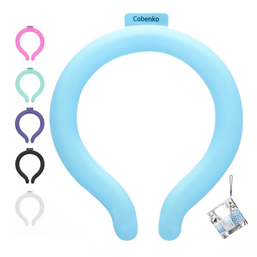 Neck Cooling Tube with Cold Insulated Bag Reusable 18/64 Ice Neck Ring Wearable Body Cooler Products for Summer (Blue)