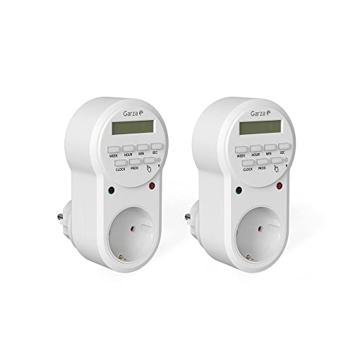 Garza - Pack 2 Enchufe Temporizador Programador Digital, Programable 24 Horas/7 días, 8 programas, Protección Infantil (Digital Pack 2)