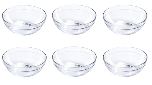 Provance Dipschalen Dessertschalen Schüsseln aus Glas Glasschälchen Tapasschalen (6 Stück, Ø 9 cm) | Vielseitig für Tapas, Desserts & Snacks | Perfekte Servierschalen | Modern & Stapelbar