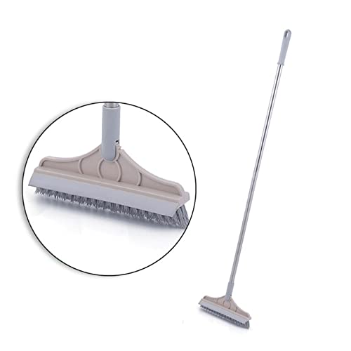 Bodenschrubber mit langem Stiel, verstellbare bnehmbare magische Besenbürste,2 in 1 Reinigungsschrubber 120 Grad dreieckiger rotierender Bürstenkopf (Khaki dunkel) Cover