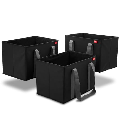 achilles 3er Set Einkaufskorb - Einkaufstaschen - Aufbewahrungsboxen - Kofferraum-Taschen - Einkaufsbox - schwarz - 37x25x25cm