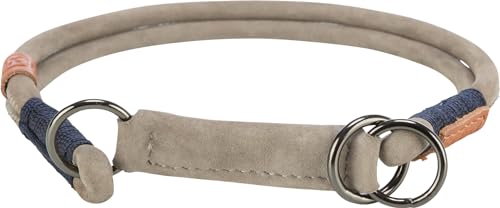 TRIXIE Zug-Stopp Hundehalsband BE NORDIC aus Leder S grau – bequemes Hundehalsband für kleine Hunde mit Zugbegrenzung - robust & elegant – 17110