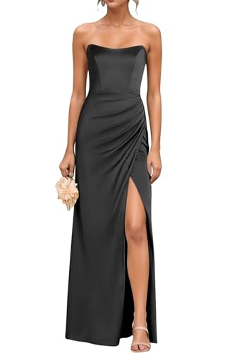 Robe en satin de demoiselle d'honneur avec bustier plissé luxe BY177