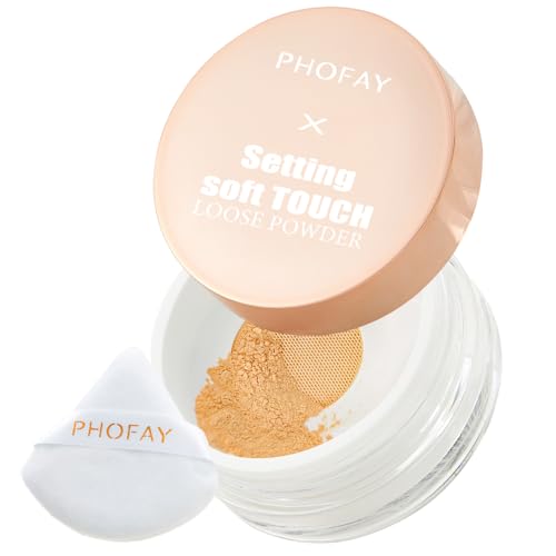 PHOFAY Setting Soft Touch Loose Powder 10g / 0.35oz – Mica-Infused, Oil-Control &amp; Long-Lasting Wear, Natural Matte Finish, Breathable Non-Cakey Texture (03#, 10g/0.35oz.)