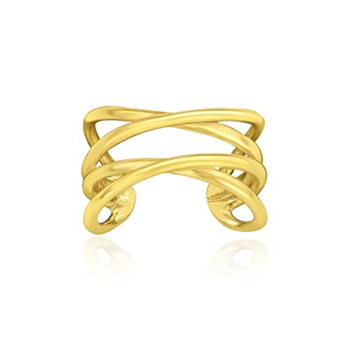 Mary & Jules Ohrring Ear Cuff aus vergoldetem 925 Sterling Silber, goldener Damenohrring, Echtschmuck Ohrklemme, Durchmesser 12 mm Cover