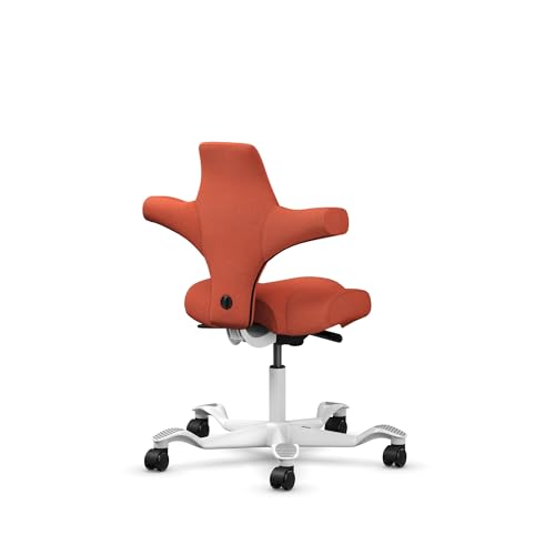 Image of HAG Capisco Standard Chair-White Frame-Upholstered Burnt Red