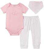 absorba Baby Girls 2 Pieces Bodysuit Pants Set, Pink/White, 12M