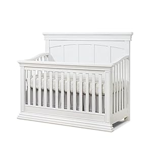 Furniture Modesto Crib, Classic 4-In-1 Convertible Crib, White Crib Made of Wood, Non-Toxic Finish, Wooden Baby Bed, Toddler Bed, Child’s Daybed and Full-Size Bed, Nursery Furniture-White