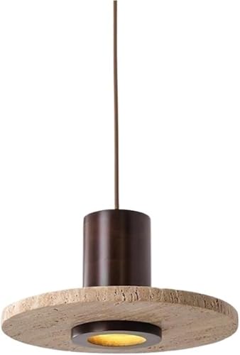 Lampe Suspendue en travertin Jaune et Noyer Design Nordique 20 cm