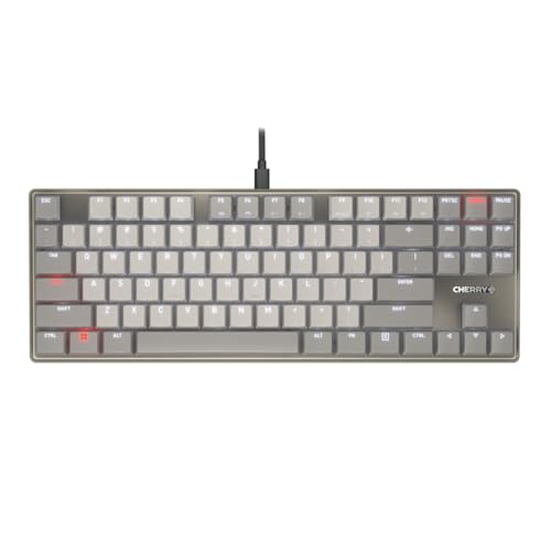 Cherry KC 500 MX LP Mechanical Low Profile Keyboard | Slim Design | White Lighting | PBT Key caps New MX LP 2.0 Switches (Gray, TKL) (Renewed)