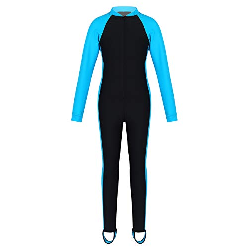 Kids Girls Long Sleeves Flower Printed Swimsuit Swimwear One Piece Zipper Front Full Body Bathing Suit