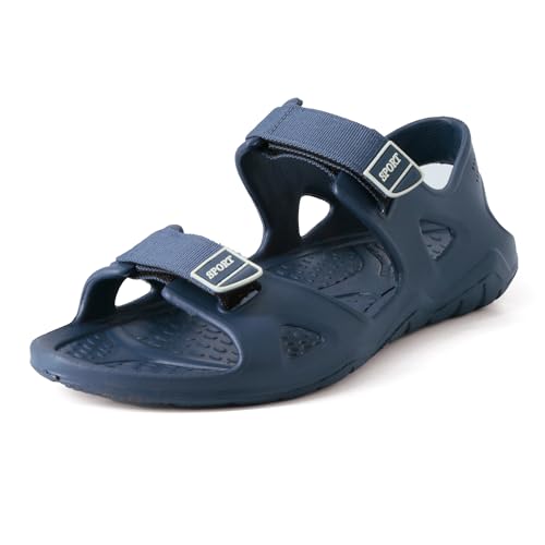 JOMIX Sandali Estivi da Uomo in Ecopelle Open Toe con Cinghie Regolabili Sport Walking MEB250054 (Navy,42)