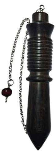 Péndulo de madera fabricado en madera de EBANO nombre EGIPCIO MESTRE Altura 9 cm. Diámetro 2 Peso 18g.