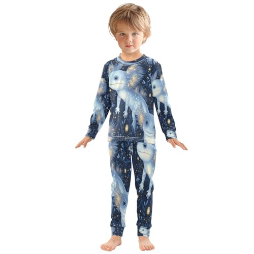 Pajama Sets Long Sleeve Glowing Axolotls in Night Soft Comfy Sleepwear 2 Piece PJS 3-8T2