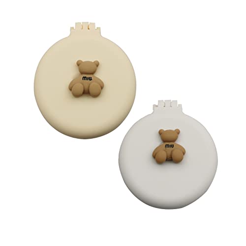 2 Pack Foldable Mirror Hair Brush Mini Pocket Travel Mirror Set Portable Hair Massage Comb #TOP6