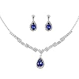 Zierliche Braut Kristall Schmuck Set circunferemce: 18.11+6.5 Zoll. Es kann den meisten Frauen und Mädchen passen. Lieferumfang: 1 Halskette und 2 Ohrringe. Farbe: Silber.