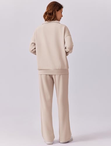 Image of PINSPARK 2 Piece Sets for Women 2026 Fall Outfits Sweatsuit Oversized Sweatshirt Wide Leg Sweatpants Matching Set Tracksuit