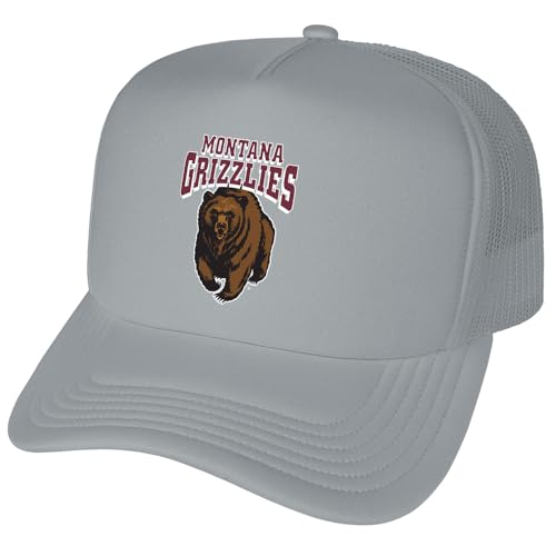 Campus Lab Official University of Montana Primary Logo Foam Snapback Trucker Hat - Unisex for Men and Women Grey