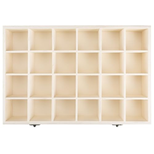 Ideen mit Herz Holz-Box mit 24 Fächern und Deckel inkl. Sichtfenster | Holz-Kiste, Aufbewahrungskiste, Organizer | 30 x 20 x 5,5 cm