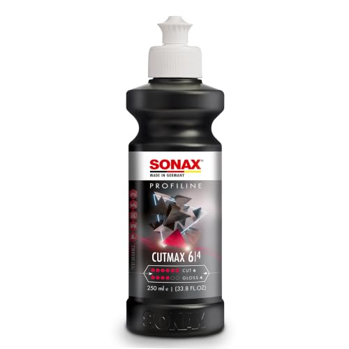 SONAX PROFILINE CutMax Pasta de lijado altamente abrasiva (250 ml) | Para el utilizo con pulidora rotativa. Elimina marcas P1000, arañazos y niebla de pintura. Funcionamiento con poco polvo