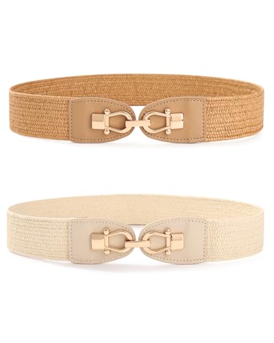 Ceintures élastiques tressées avec boucle en métal lot de 2 amovibles