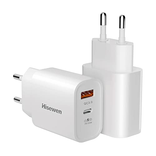 USB C Ladegerät 20W, 2 Pack Hisewen USB C Netzteil und QC 3.0 USB Stecker Schnellladegerät, ladestecker USB C Power Adapter Kompatibel mit iPhone 13 Pro Max/12/11 Pro/8/X XR XS iPad Cover