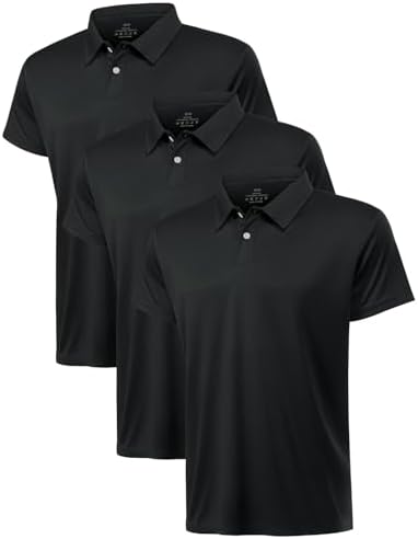 Star Vibe Polo Shirts for Men Dry Fit Short Sleeve Golf T-Shirt Moisture Wicking Collared Casual Work Tops 3 Pack