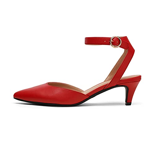 Image of DREAM PAIRS Kitten Heels for Women Low Heel Dress Shoes Wedding Dress Closed Toe Pump Shoes Luna
