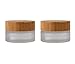 2Pcs 5ml/5g/0.17oz Mini Empty Refillable Frosted Clear Glass Cosmetic Storage Container Bottle Vial Jars with Bamboo Lid For Face Cream Eye Cream Lip Balm Ointments Salves Nail Powder