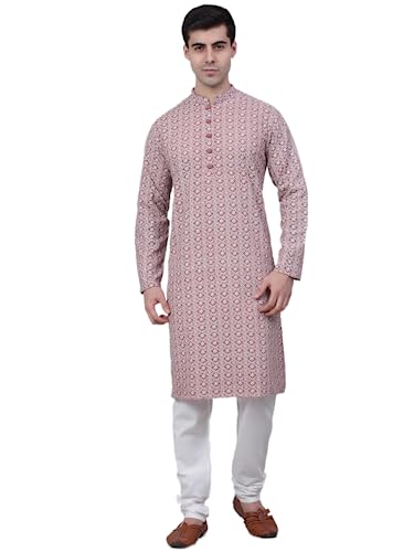 Image of Jompers Men's Embroidered Pure Cotton Kurta Pyjama Set.