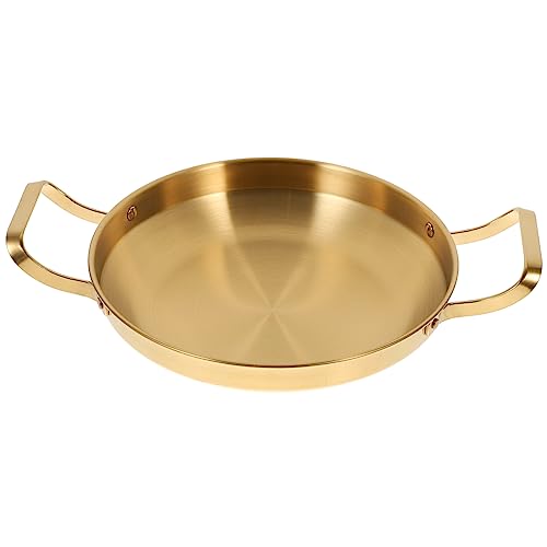 Garneck Stainless Steel Korean Style Dry Pot Double Handles Kitchen Cookware for Seafood Stews and Noodles Easy to Clean and Maintain for Home Cooking