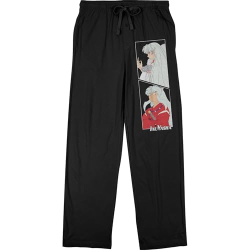 Bioworld Inuyasha Sesshomaru & Inuyasha Adult Black Sleep Pajama Pants