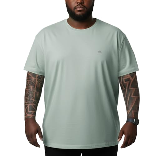GearGlacier Big and Tall Ultra Soft Bamboo Viscose Loose Fit Plain T-Shirts Cooling Lightweight Workout Mositure Wicking Tee(Sage,4X-Large-Tall)
