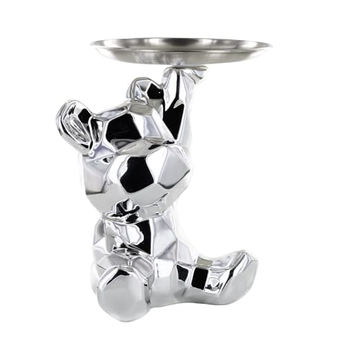 HOME DECO FACTORY, HD0522, Statue Ourson Vide Poche Argenté, Design Unique et Pratique, Idéale pour Décoration Intérieure, Hauteur 12 cm, Couleur Argent,...