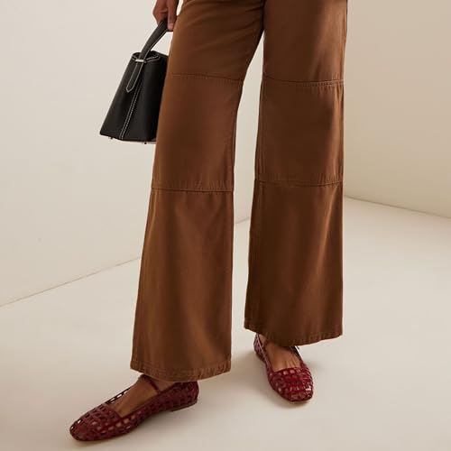 Woven Ballet Flats for Women with Square Toe Breathable Mary Jane Flat Shoes Stylish Buckle Strap2