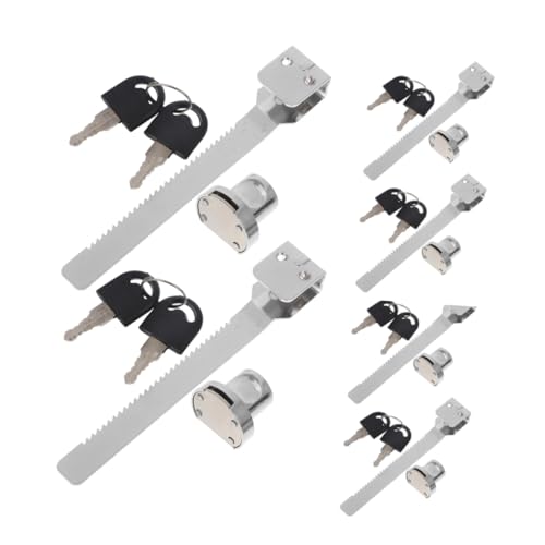 HOMSFOU 6 juegos de cerraduras de puerta de armario de vidrio con llave para puertas correderas de congelador, cerraduras de prueba resistentes al frío para vitrinas horizontales de vidrio para