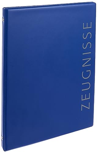 VELOFLEX 4144250 - Ringbuch Zeugnisse DIN A4, Zeugnisringbuch, Zeugnismappe, 4-Ring-Mechanik, 16 mm, PVC, blau, 1 Stück