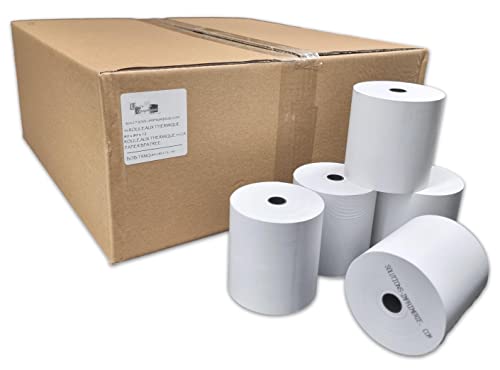 Bobine de 50 rouleaux papier Thermique, 80 x 80 x 12 mm ticket de caisse, pour imprimante de tickets de caisse enregistreuse papier blanc haute qualité -...