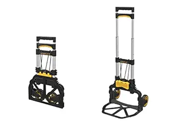 Stanley FT501, Folding Hand Truck with 60 kg capacity, Polypropylene Portable Dolly Push Cart with Telescopic Handle and Foldable Wheels, Yellow and Black Colour, (40 x 41 x 100 cm)